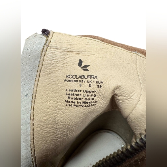 Koolaburra Santa Barbara Heel Suede Leather Fringe Tan Size 8 EUC - Picture 6 of 7